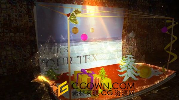 3D卡片書圣誕節(jié)假期新年快樂問候視頻片頭-AE模板下載
