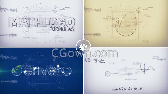 数学计算方程公式直线三角学代数汇聚LOGO片头动画-AE模板下载