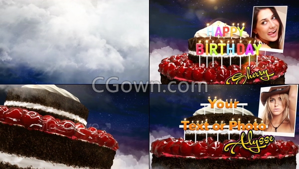 制作周年慶生日蛋糕3D動(dòng)畫(huà)問(wèn)候祝福生日快樂(lè)邀請(qǐng)視頻片頭-AE模板下載