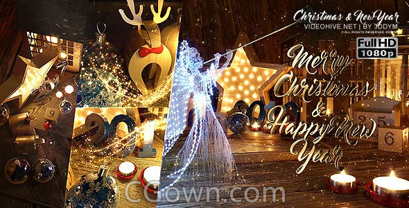 圣誕節(jié)Christmas魔法粒子特效動(dòng)畫(huà)祝福視頻片頭效果-AE模板下載
