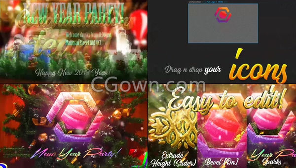 圣誕節(jié)新年商品包裝銷(xiāo)售活動(dòng)促銷(xiāo)效果視頻制作-AE模板下載