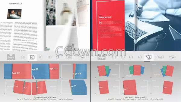 快速制作公司手冊(cè)子封面或雜志翻頁(yè)翻書(shū)3D動(dòng)畫(huà)視頻-AE模板下載