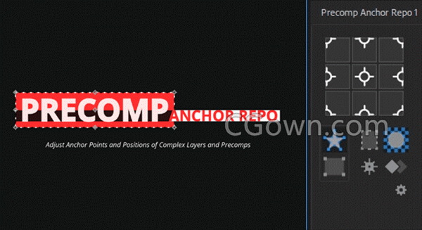 Precomp Anchor Repo v1.0 AE脚本图层锚点中心点位置快速定位工具下载