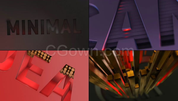 Element3D三維像素方塊斷裂匯聚鏤空文字LOGO動畫片頭-AE模板下載