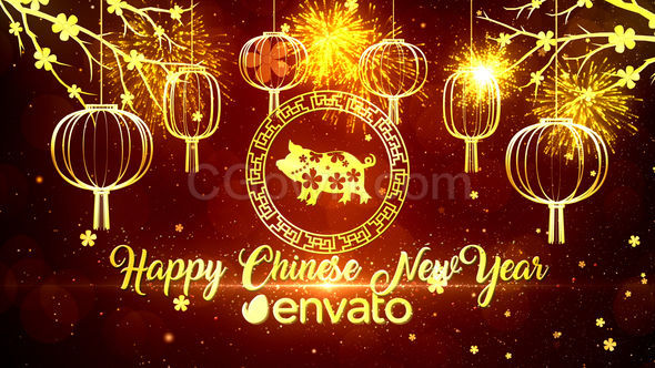2019豬年春節(jié)燈籠喜慶視頻祝賀新年新春片頭動畫-AE模板下載