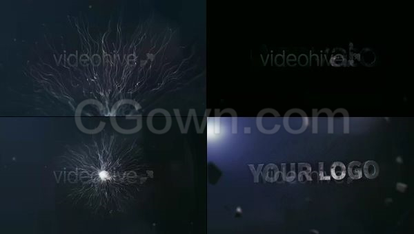 黑暗3D元素變幻爆炸裂變演繹視覺沖擊效果能量粒子電影LOGO片頭-AE模板下載