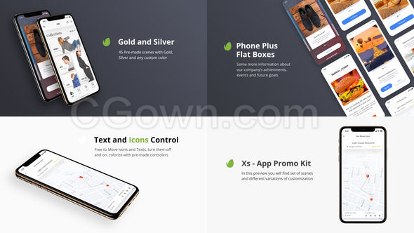 商业应用程序促销演示iPhone XS手机app演示工具包-AE模板下载