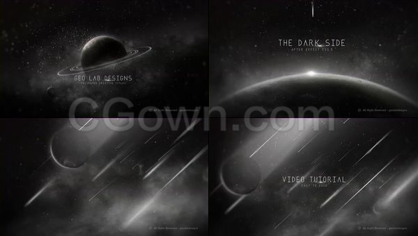 黑暗星系粒子漂浮沖擊耀斑展示標(biāo)題預(yù)告片-AE模板下載