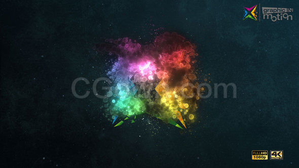 粒子彩色流动发光云标识揭示商务LOGO片头动画-AE模板下载