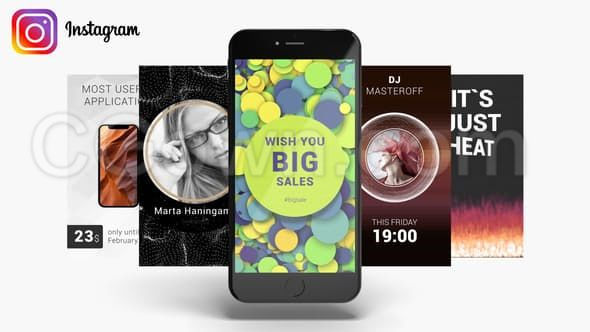 Instagram故事包商业广告宣传手机发布产品推广音乐服务动画展示-AE模板下载