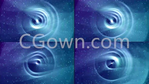 抽象蓝色漩涡粒子空间虫洞效果背景素材可商用