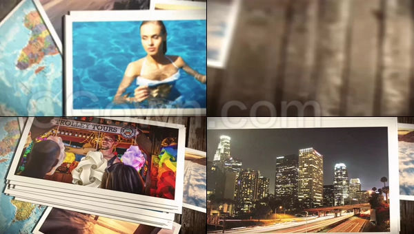 婚禮度假旅游攝影作品家庭回憶明信片圖片庫-AE模板下載
