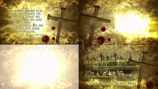 耶稣受难日复活节服务教堂布道礼拜相关宣传演示动画-AE模板