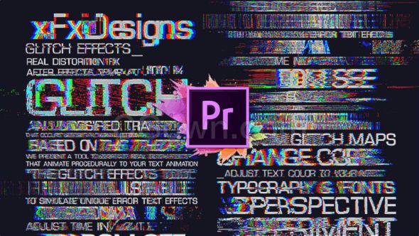 PR制作很酷故障失真效果文字标题RGB分割动画字幕预设-PR模板下载
