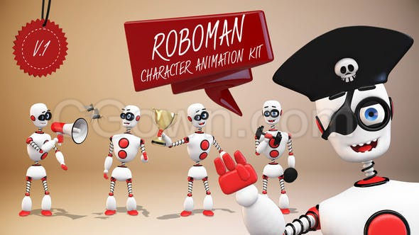 3D卡通机器人角色动画工具包商业产品讲解演示-AE模板下载