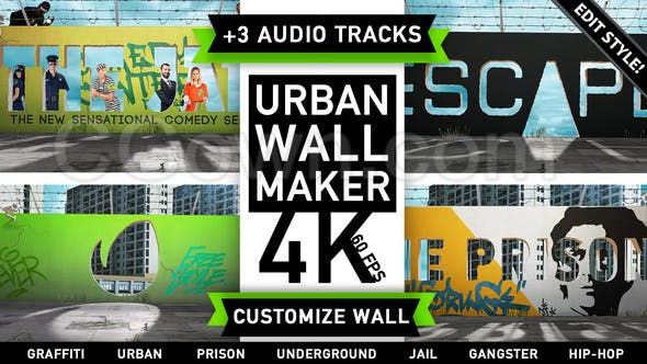涂鸦街艺术城市墙壁动画工具包地下音乐活动逃生屋宣传-AE模板下载