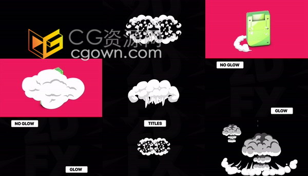 FCPX插件12个卡通手绘烟雾MG动画+3组文字标题效果下载