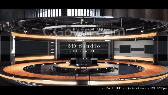 三維低邊形虛擬工作室場景動畫電視節(jié)目廣播欄目包裝片頭-AE模板