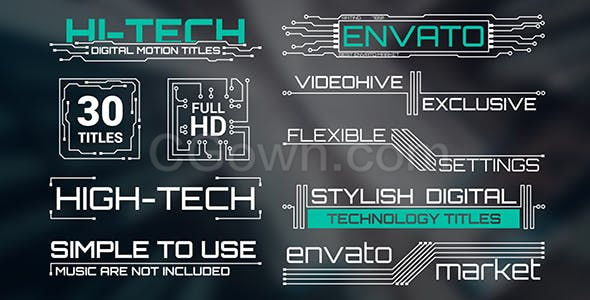 高科技文字标题闪烁演绎创新技术未来数字名称字幕条效果-AE模板下载