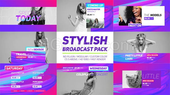 电视频道直播改版活动广播设计女性时尚节目品牌栏目宣传包装-AE模板下载