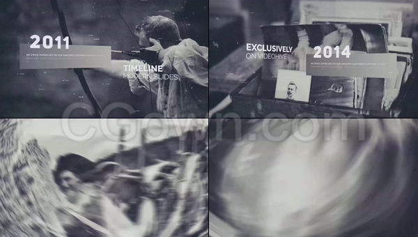 回忆历史记录片战争年代老电影发展时间线宣传预告片-AE模板下载