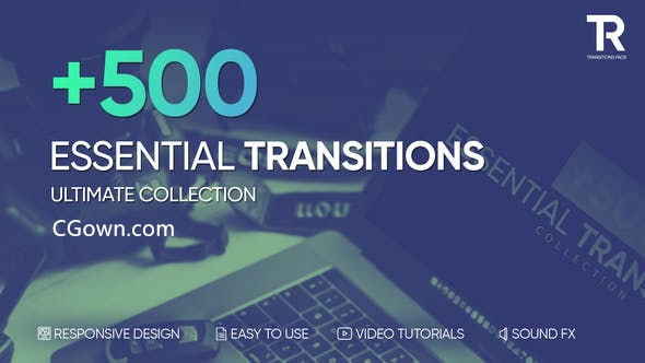 500+Transitions工具包基本转场集合视频动画合成元素过渡含音效-AE模板下载