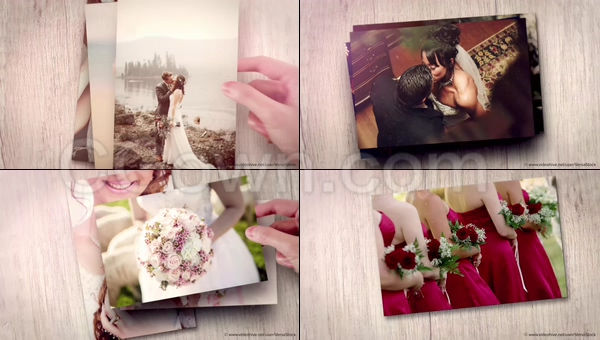 人手放置照片叠加展示美好回忆相册纪念日婚礼旅行视频幻灯片-AE模板下载