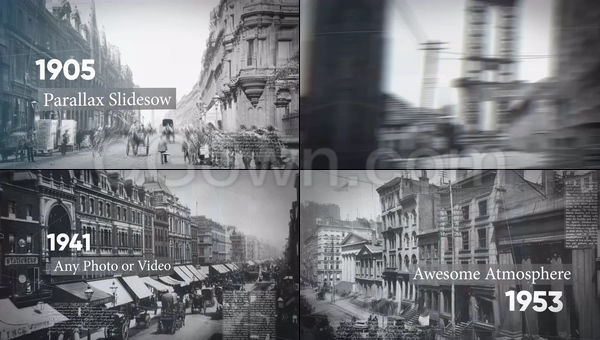 历史回忆摄影作品分时间线演示通用复古宣传纪录片-AE模板下载