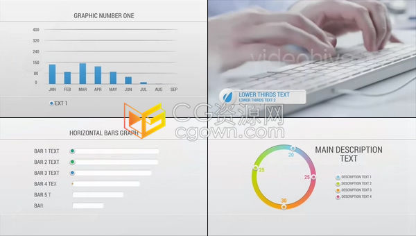 统计企业成长信息图表彩色柱状图明亮展示视频工具包-AE模板下载
