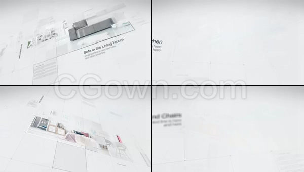 极简素雅室内设计视图包装展示装饰房地产公司产品设计宣传幻灯片-AE模板下载