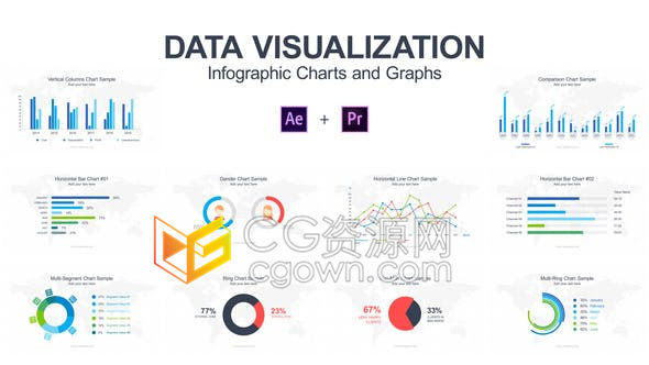 PR预设/AE模板-自动生成信息图表图形企业视频动画数据可视化