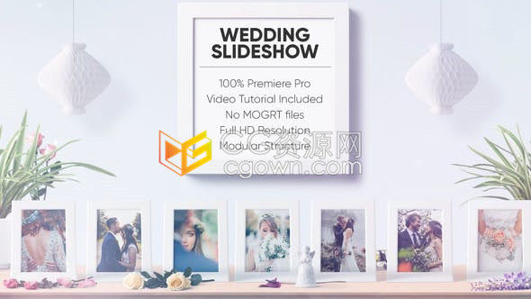 PR模板-3D浪漫婚礼美好节目生日庆典素材漏光粒子特效标题幻灯片时尚视频相册