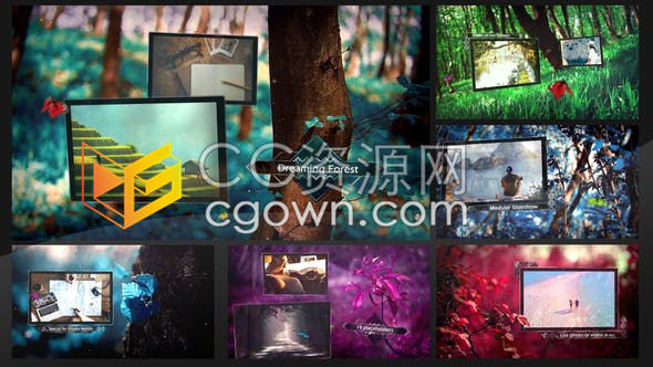 梦幻森林幻灯片展示简短情感创作故事浪漫视频摄影作品集-AE模板下载