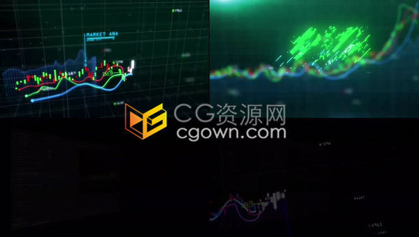 看漲的燭臺(tái)圖表彈出故障效果LOGO動(dòng)畫介紹區(qū)塊鏈投資高科技商業(yè)圖表-AE模板