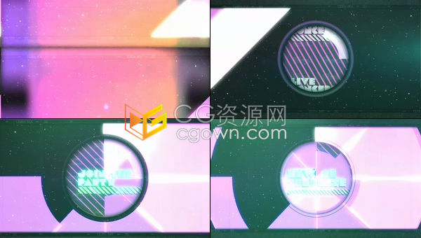 时尚音乐派对演唱会宣传电视广播音乐节目霓虹灯效果包装片头-AE模板