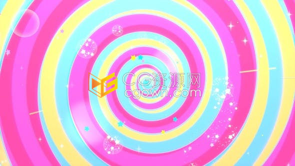 环形卡通彩虹漩涡烟花爆炸效果闪亮星星发光漫画速度线运动图形背景视频素材