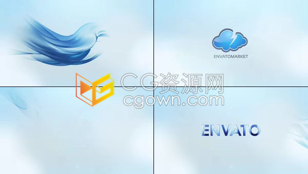 AE模板-专业干净明亮企业优雅波浪流动logo标志介绍文字动画