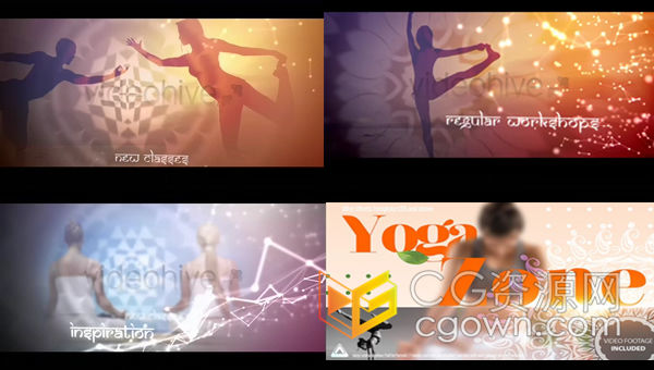 AE模板-健身企业健康宣传运动品牌剪影人物标志展示视频瑜伽馆瑜伽工作坊宣传片