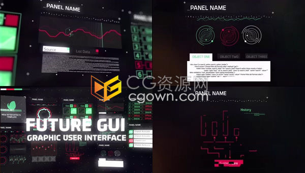 AE模板-高科技HUD元素GUI图形用户界面制作数字科学技术演示宣传片
