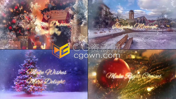 AE模板-魔法冻结窗口冰天雪地镜头特效美丽文字效果圣诞祝福节日宣传片