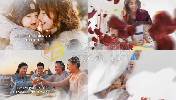 鮮花盛開花瓣動畫相冊視頻母親節(jié)快樂婚禮照片周年紀(jì)念幻燈片-AE模板