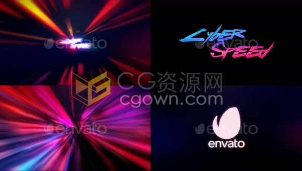 多彩色流光网速特效演绎网络互联网公司LOGO视频片头-AE模板下载 | CG资源网