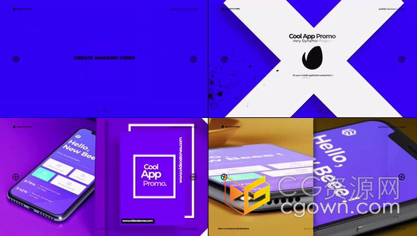 时尚设计酷炫APP应用程序演示产品宣传视频营销广告-AE模板下载