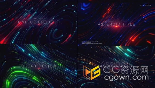 彩色流动粒子光效动感演播室背景现代空间感标题预告片-AE模板下载