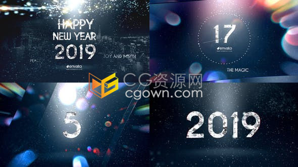 新年鉆石倒計(jì)時(shí)新年除夕午夜派對(duì)圣誕晚會(huì)最后一分鐘煙花慶祝-AE模板免費(fèi)下載
