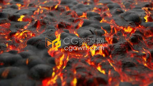 视频素材-4K火山喷发流动的熔岩岩浆背景素材下载