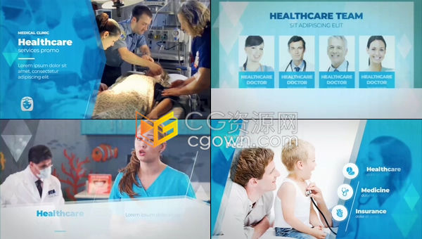 蓝色调医学演示幻灯片临床表现药物制药视频广告医疗保健宣传片-AE模板