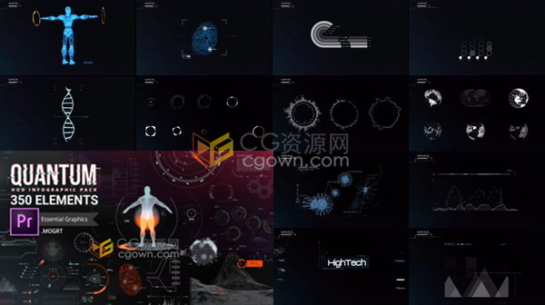 PR预设制作HUD高科技元素游戏科幻信息化动态UI设计图形动画视频-PR模板下载