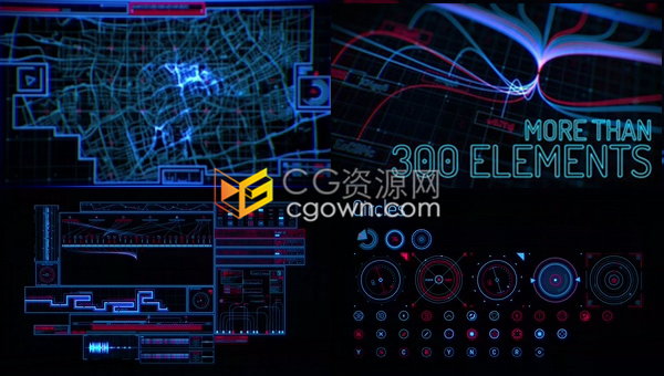 300種4K信息圖形高科技全息HUD動(dòng)態(tài)UI元素包-AE模板下載