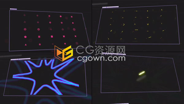 300+彩色闪光粒子各种形状设计涂鸦效果图形动画元素免费下载-AE模板